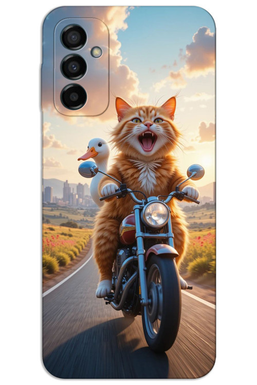 Samsung Galaxy M23 Kılıf HD Desen Baskılı Arka Kapak - Çılgın Kedi