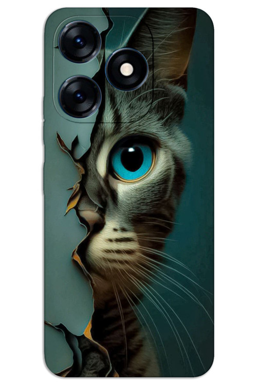 Tecno Spark Go 2024 Kılıf HD Desen Baskılı Arka Kapak - Mavi Kedi