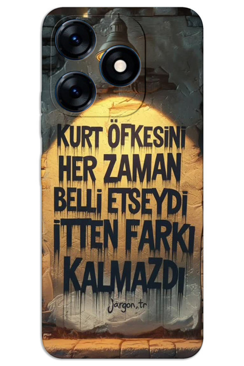 Tecno Spark 10C Kılıf HD Desen Baskılı Arka Kapak - Kurt Öfkesi
