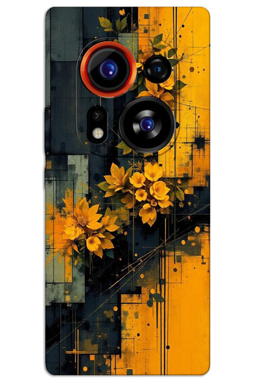 Tecno Phantom X2 Pro Kılıf HD Desen Baskılı Arka Kapak - Sarı Çiçekler