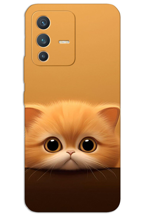 Vivo V23 5G Kılıf HD Desen Baskılı Arka Kapak - Sarı Yavru Kedi