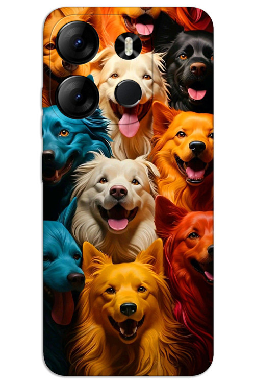 Tecno Spark Go 2023 Kılıf HD Desen Baskılı Arka Kapak - Renkli Köpekler