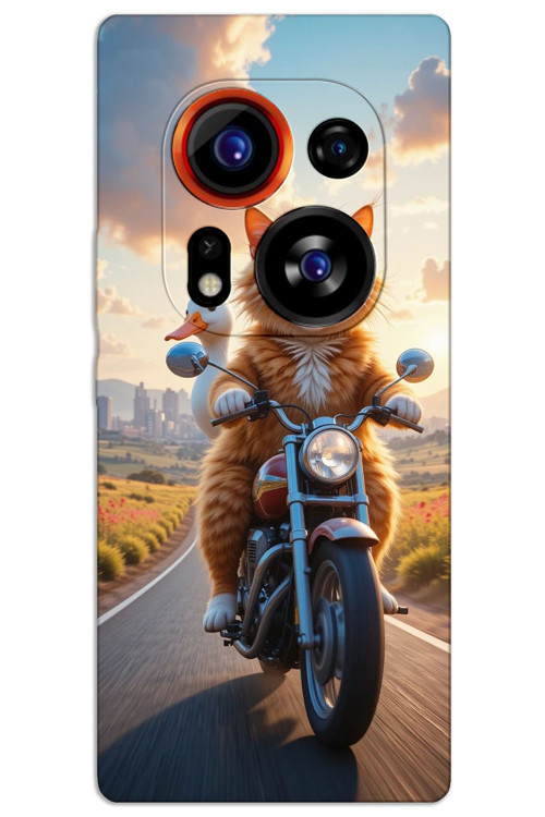 Tecno Phantom X2 Pro Kılıf HD Desen Baskılı Arka Kapak - Çılgın Kedi