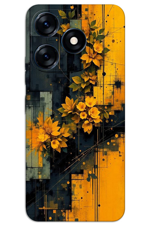 Tecno Spark 10 4G Kılıf HD Desen Baskılı Arka Kapak - Sarı Çiçekler