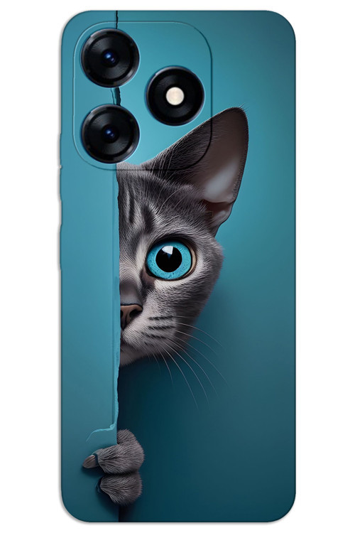 Tecno Spark 10 4G Kılıf HD Desen Baskılı Arka Kapak - Mavi Gözlü Kedi