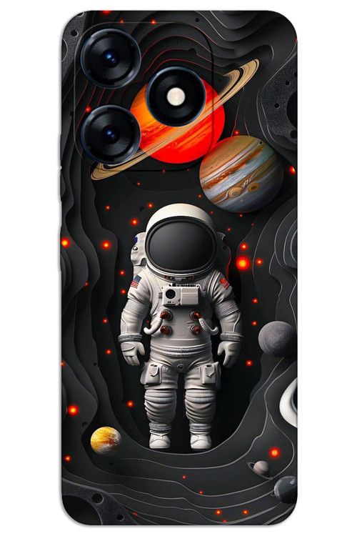 Tecno Spark 20C Kılıf HD Desen Baskılı Arka Kapak - Astronot Gezegenler