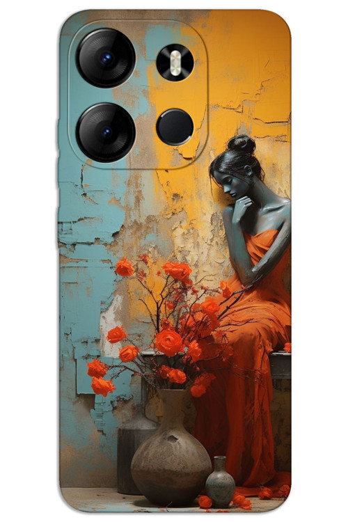 Tecno Spark Go 2023 Kılıf HD Desen Baskılı Arka Kapak - Yalnız Kadın
