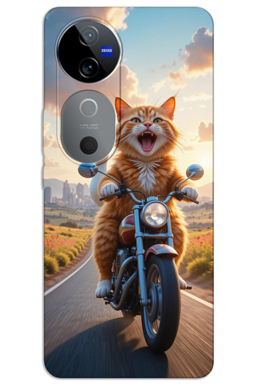 Vivo V40 Kılıf HD Desen Baskılı Arka Kapak - Çılgın Kedi