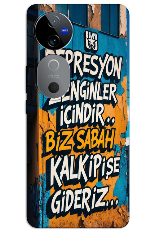 Vivo V40 Kılıf HD Desen Baskılı Arka Kapak - Depresyon