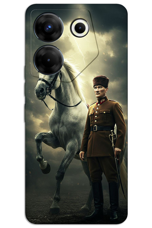 Tecno Camon 20 Pro 5G Kılıf HD Desen Baskılı Arka Kapak - Atatürk Şimşek