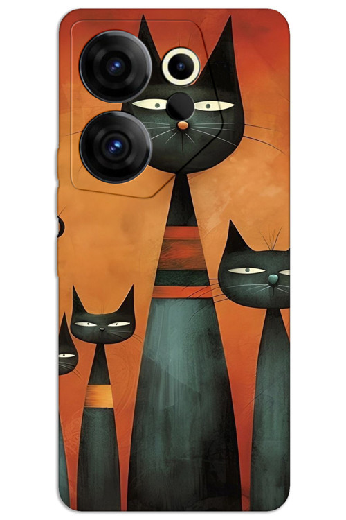 Tecno Camon 20 Premier 5G Kılıf HD Desen Baskılı Arka Kapak - Sanat Kedi