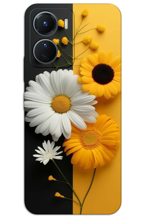Vivo Y16 Kılıf HD Desen Baskılı Arka Kapak - Papatya