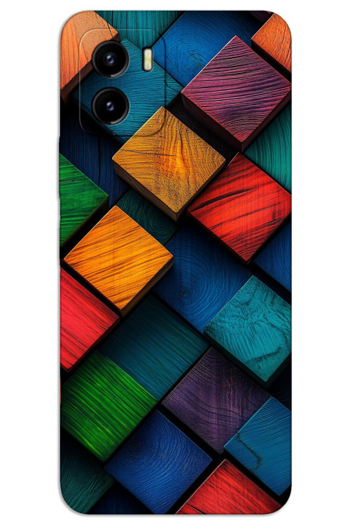 Vivo Y15S Kılıf HD Desen Baskılı Arka Kapak - Kare Desen
