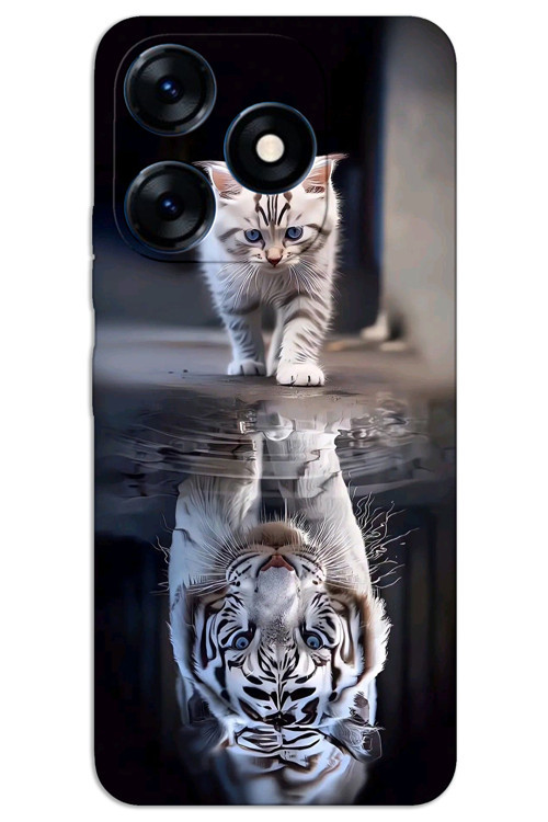 Tecno Spark 20C Kılıf HD Desen Baskılı Arka Kapak - Kedi Yansıması