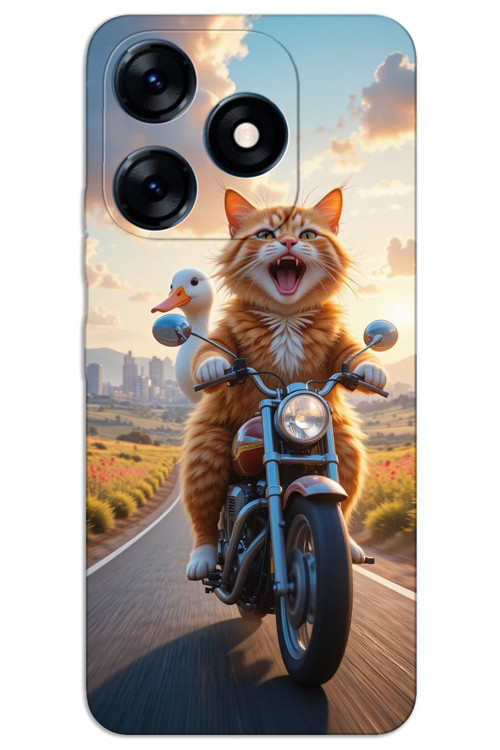 Tecno Spark 20C Kılıf HD Desen Baskılı Arka Kapak - Çılgın Kedi