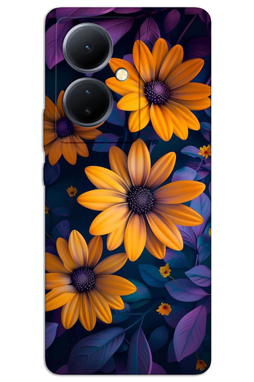 Vivo V29 Lite 5G Kılıf HD Desen Baskılı Arka Kapak - Sarı Çiçek