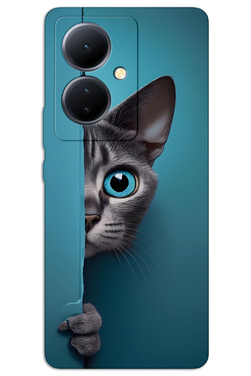Vivo V29 Lite 5G Kılıf HD Desen Baskılı Arka Kapak - Mavi Gözlü Kedi
