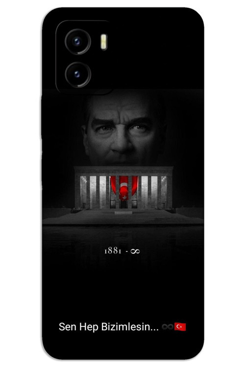 Vivo Y15S Kılıf HD Desen Baskılı Arka Kapak - Atatürk Bizimlesin