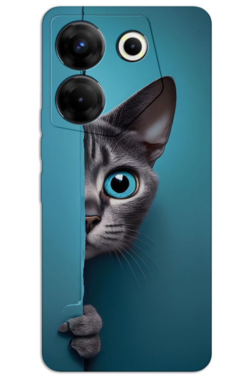 Tecno Camon 20 Pro 5G Kılıf HD Desen Baskılı Arka Kapak - Mavi Gözlü Kedi