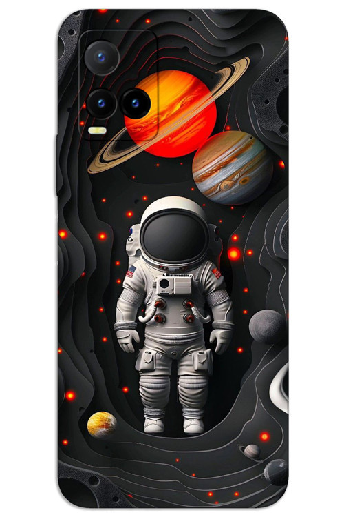 Vivo Y33S Kılıf HD Desen Baskılı Arka Kapak - Astronot Gezegenler