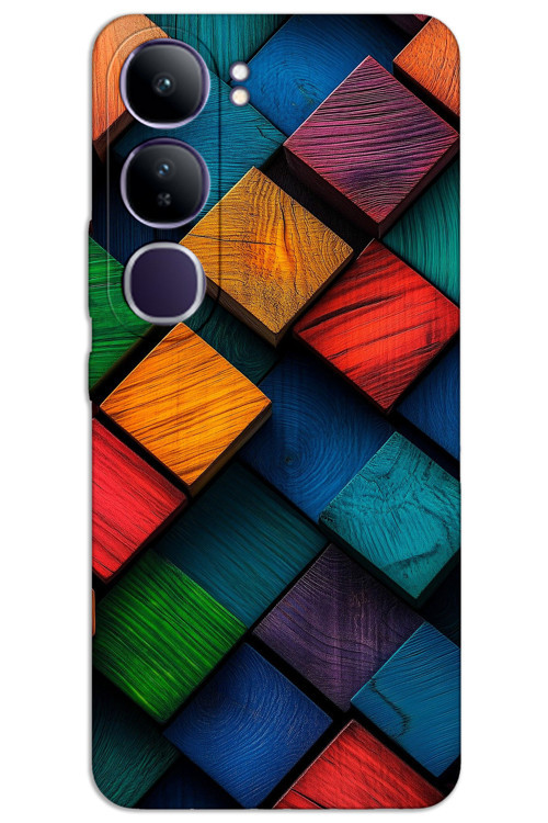 Vivo V40 Lite Kılıf HD Desen Baskılı Arka Kapak - Kare Desen