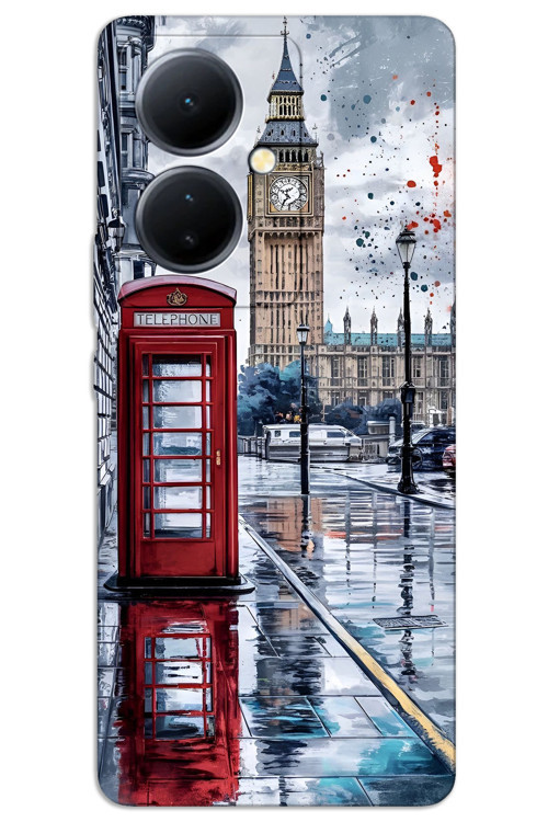 Vivo V29 Lite 5G Kılıf HD Desen Baskılı Arka Kapak - London