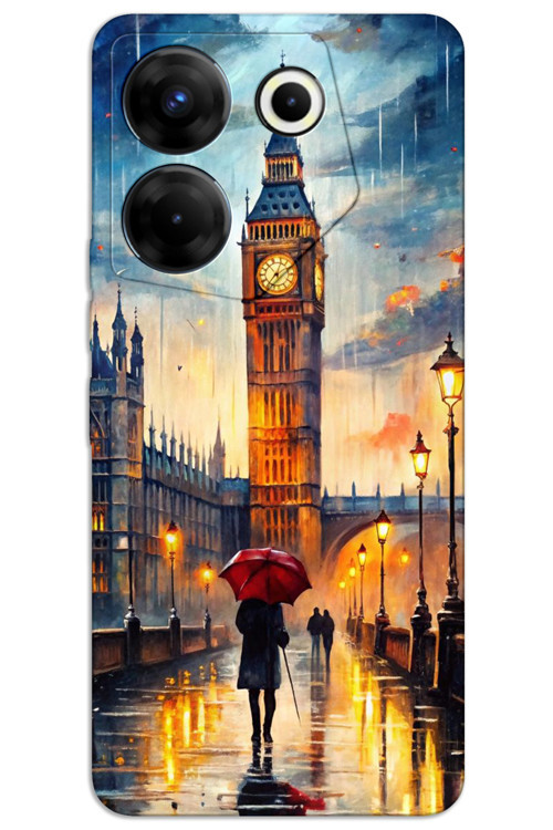 Tecno Camon 20 Pro 5G Kılıf HD Desen Baskılı Arka Kapak - Saat Kulesi