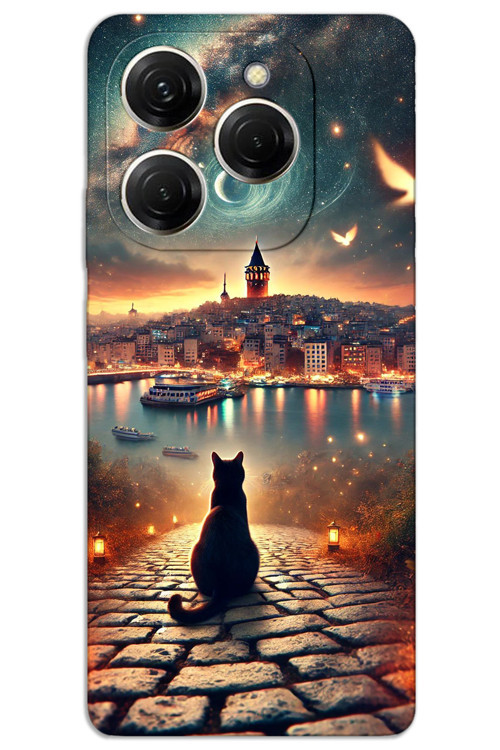 Tecno Spark 20 Pro 5G Kılıf HD Desen Baskılı Arka Kapak - Kedi Galata