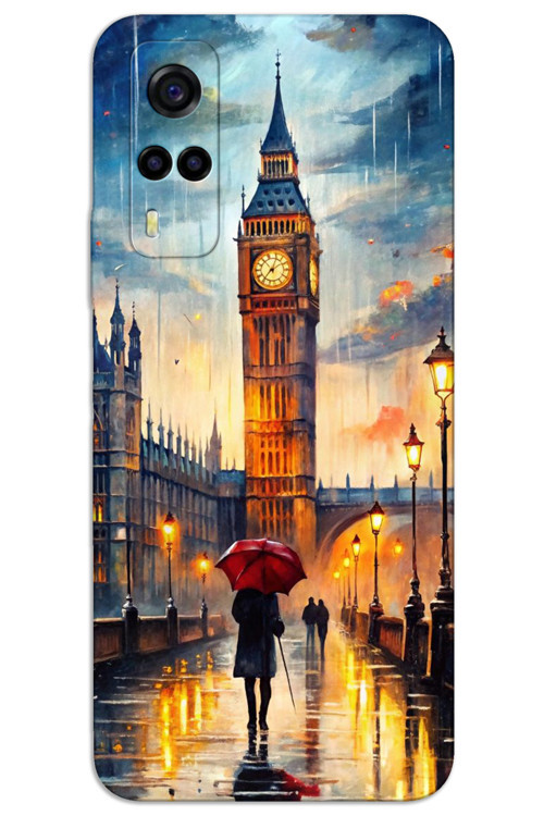 Vivo Y53S Kılıf HD Desen Baskılı Arka Kapak - Saat Kulesi