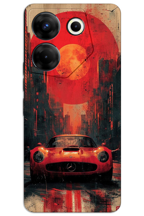 Tecno Camon 20 Pro 5G Kılıf HD Desen Baskılı Arka Kapak - Kırmızı Mercedes