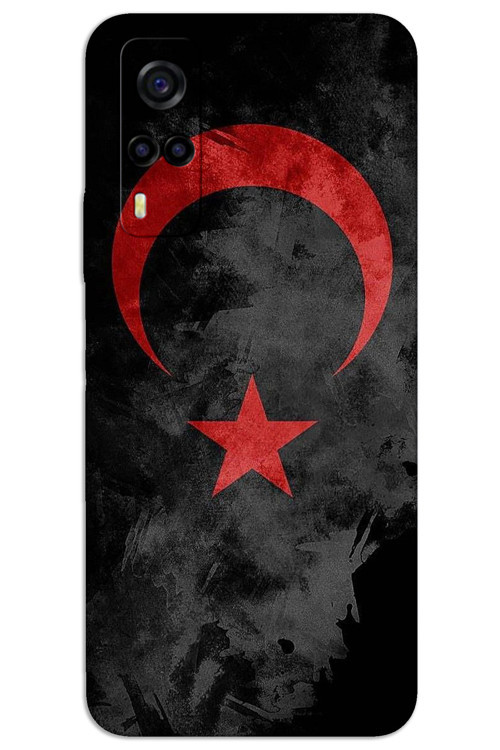 Vivo Y53S Kılıf HD Desen Baskılı Arka Kapak - Siyah Bayrak