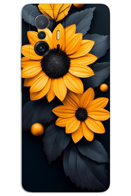 Xiaomi Mi 11T / Mi 11T Pro Kılıf HD Desen Baskılı Arka Kapak - Siyah Çiçek