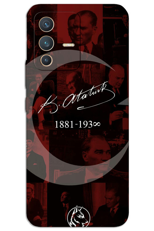 Vivo V23 5G Kılıf HD Desen Baskılı Arka Kapak - Atatürk Ayyıldız