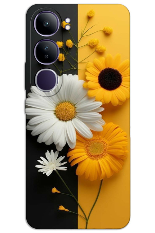 Vivo V40 Lite Kılıf HD Desen Baskılı Arka Kapak - Papatya