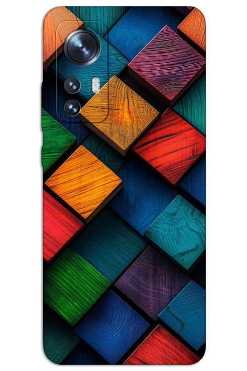 Xiaomi Mi 12 Kılıf HD Desen Baskılı Arka Kapak - Kare Desen