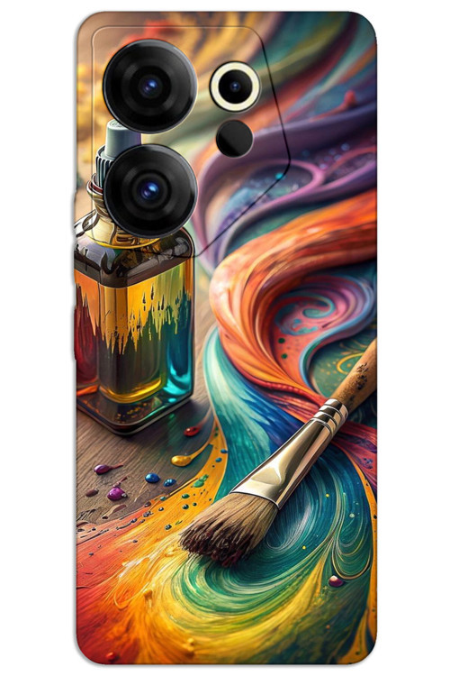Tecno Camon 20 Premier 5G Kılıf HD Desen Baskılı Arka Kapak - Fırça Palet