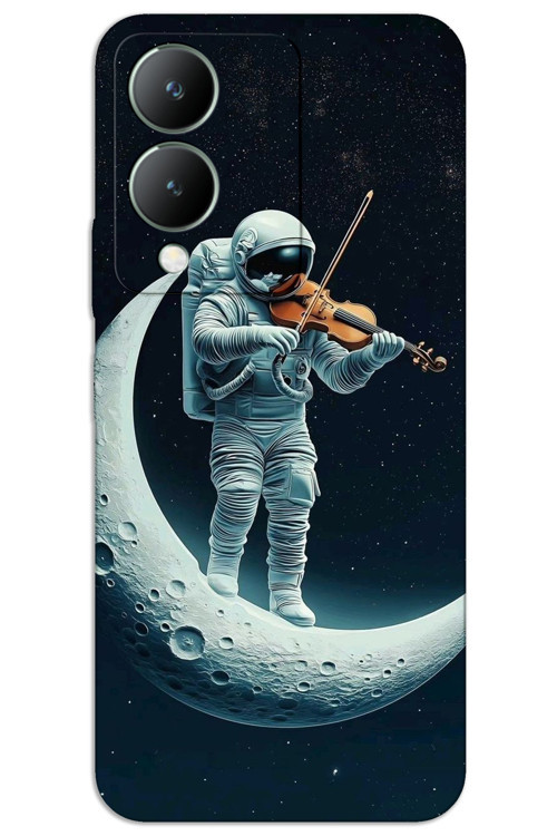 Vivo Y17S Kılıf HD Desen Baskılı Arka Kapak - Astronot Keman