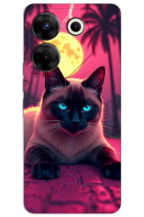 Tecno Camon 20 Kılıf HD Desen Baskılı Arka Kapak - Gergin Kedi