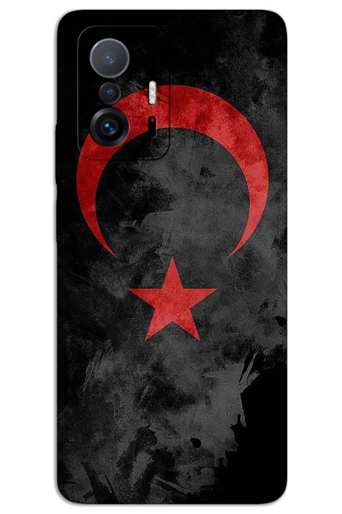Xiaomi Mi 11T / Mi 11T Pro Kılıf HD Desen Baskılı Arka Kapak - Siyah Bayrak
