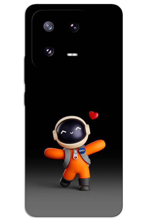 Xiaomi Mi 13 Kılıf HD Desen Baskılı Arka Kapak - Astronot Kalp