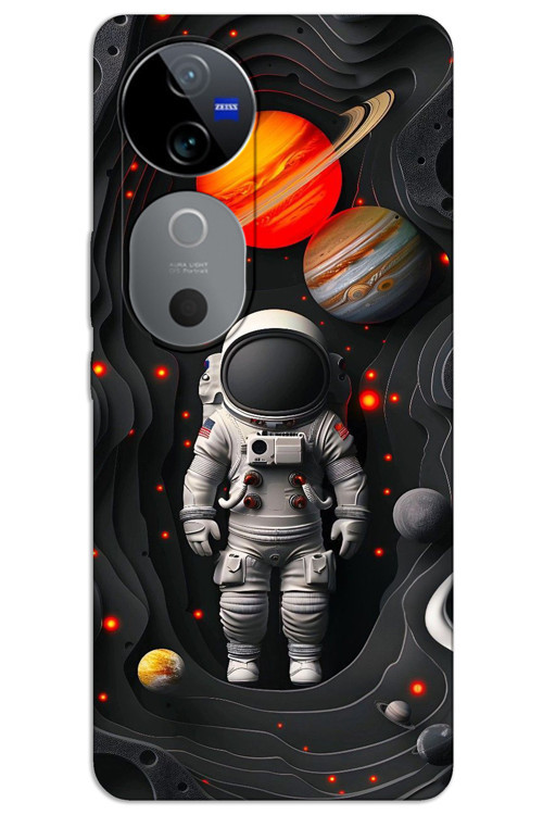 Vivo V40 Kılıf HD Desen Baskılı Arka Kapak - Astronot Gezegenler