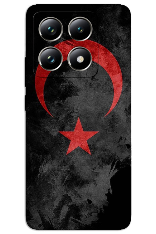 Xiaomi Mi 14T Kılıf HD Desen Baskılı Arka Kapak - Siyah Bayrak