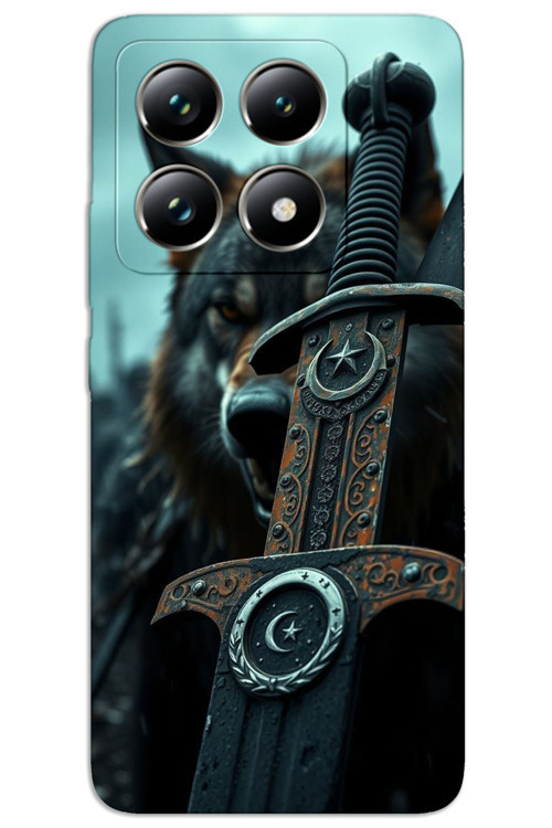Xiaomi Mi 14T Kılıf HD Desen Baskılı Arka Kapak - Ay Yıldız Kılıç