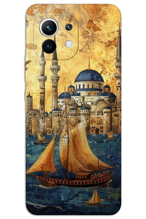 Xiaomi Mi 11 Kılıf HD Desen Baskılı Arka Kapak - Yelkenli Süleymaniye