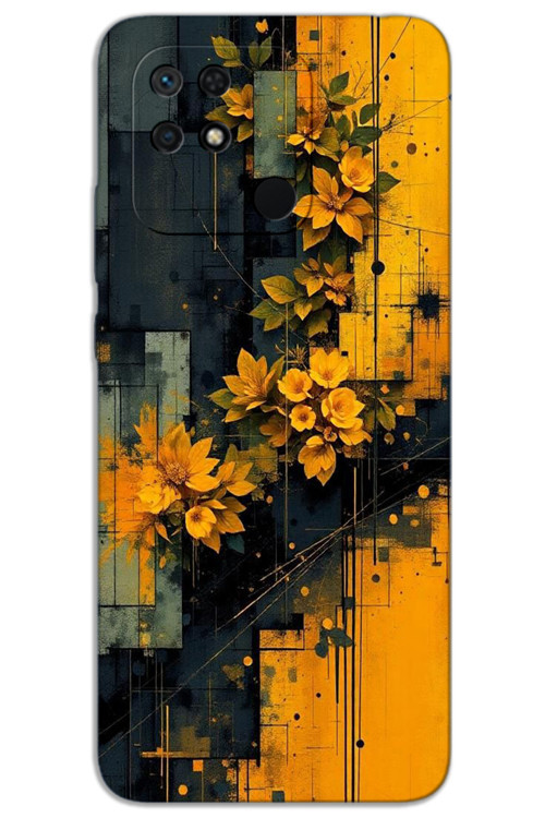 Xiaomi Redmi 10C Kılıf HD Desen Baskılı Arka Kapak - Sarı Çiçekler