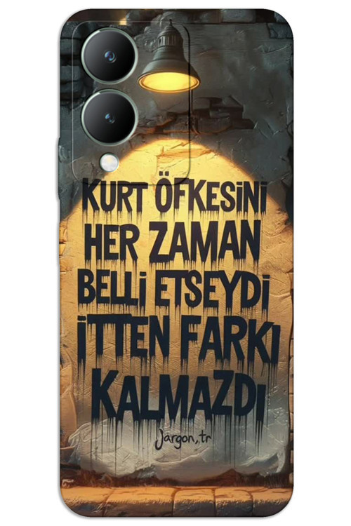 Vivo Y17S Kılıf HD Desen Baskılı Arka Kapak - Kurt Öfkesi