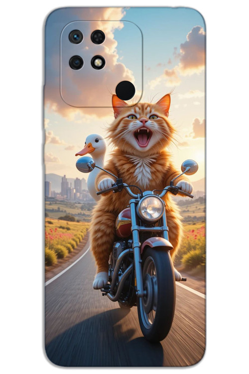 Xiaomi Redmi 10C Kılıf HD Desen Baskılı Arka Kapak - Çılgın Kedi