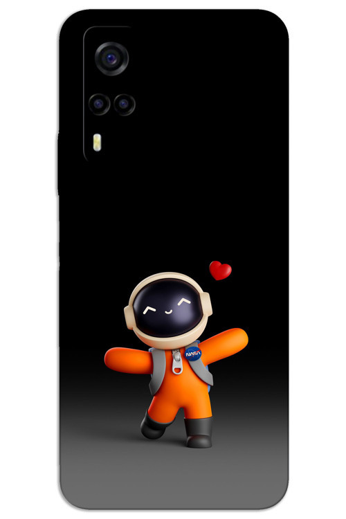 Vivo Y53S Kılıf HD Desen Baskılı Arka Kapak - Astronot Kalp