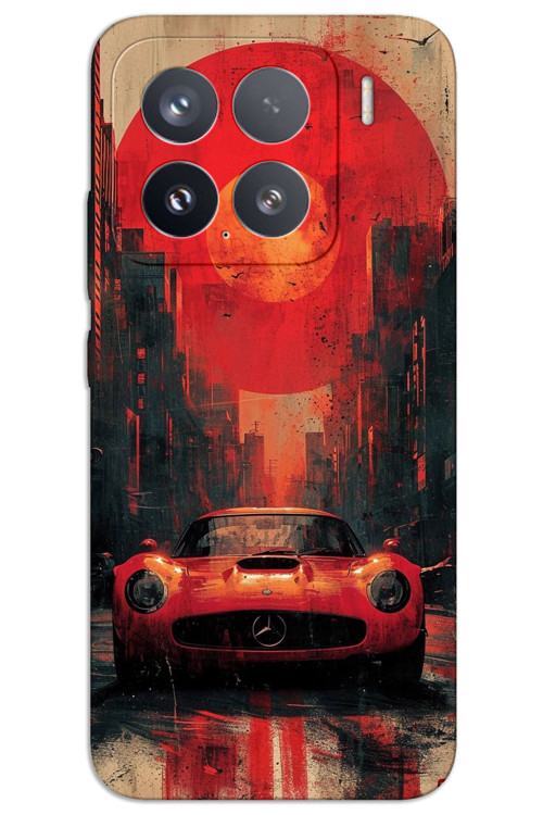 Xiaomi Mi 15 Pro Kılıf HD Desen Baskılı Arka Kapak - Kırmızı Mercedes