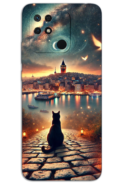 Xiaomi Redmi 10C Kılıf HD Desen Baskılı Arka Kapak - Kedi Galata